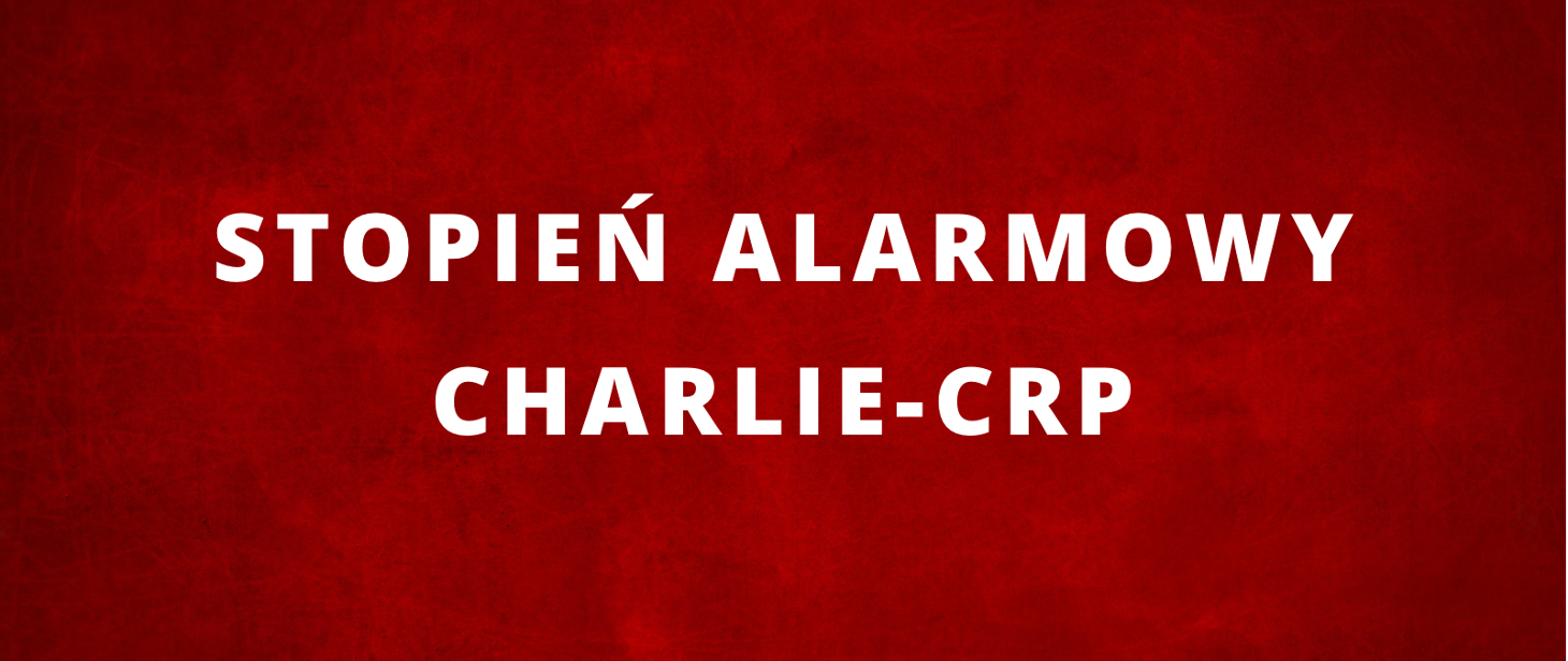 Wielki napis Stopień alarmowy Charlie-CRP