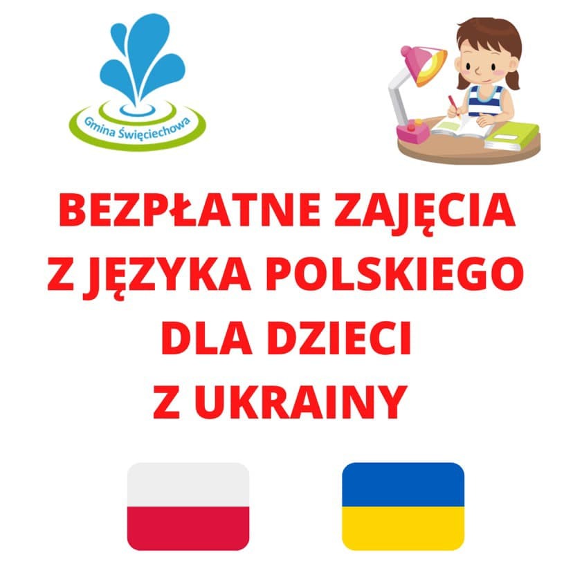 Informacja o bezpłatnych zajęciach z języka polskiego dla dzieci z Ukrainy&nbsp;
