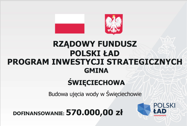 Baner informujący o dofinansowaniu w kwocie 570 000,00 zł z Rządowego Funduszu Polski Ład Program Inwestycji Strategicznych.