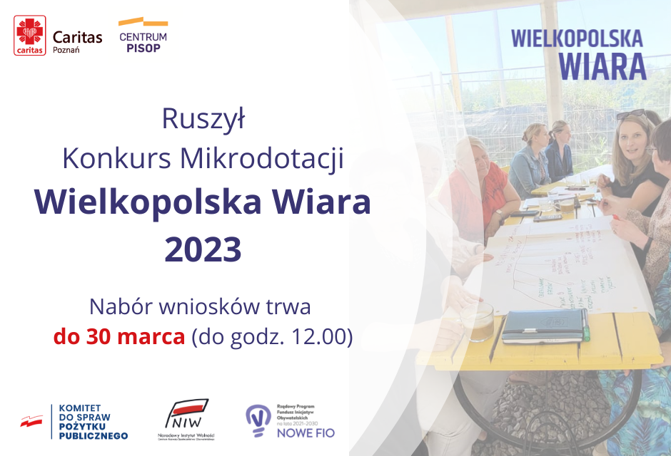 Baner informacyjny o naborze wniosków w konkursie Wielkopolska Wiara&nbsp;