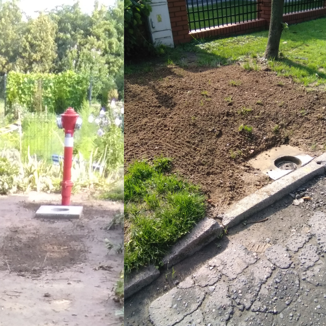 Zdjęcie po zakończonych pracach - czerwony hydrant&nbsp;