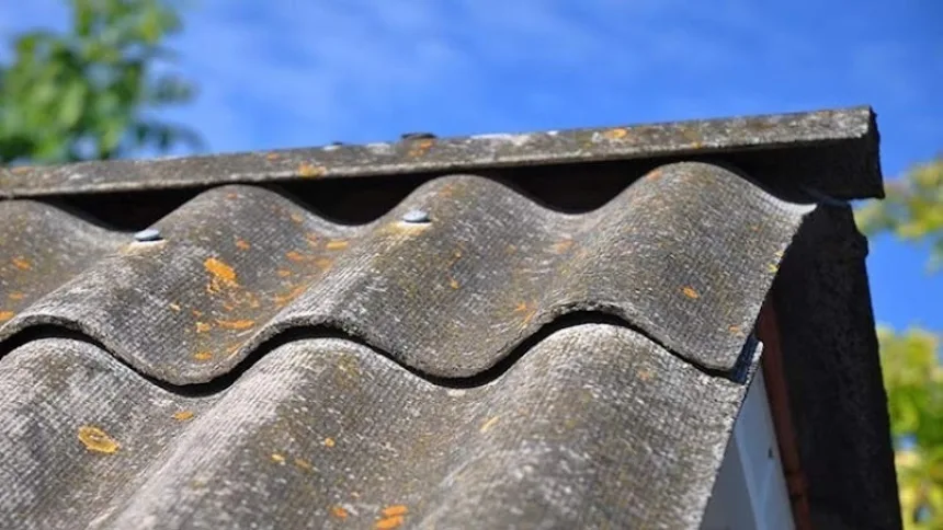Na zdjęciu dach wykonany z azbestu