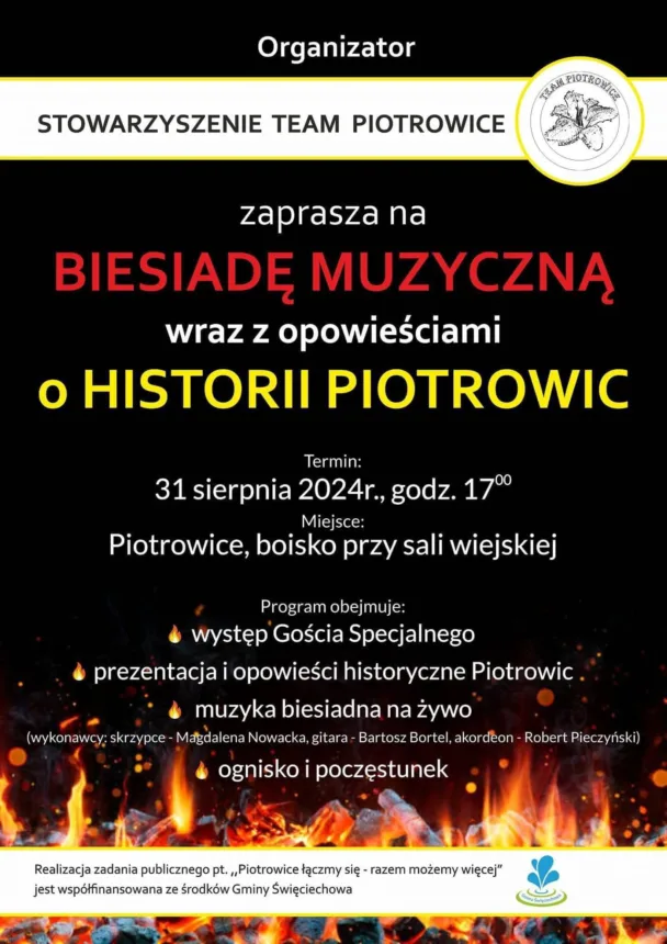 Plakat informujący o wydarzeniu - Biesiada Muzyczna w Piotrowicach