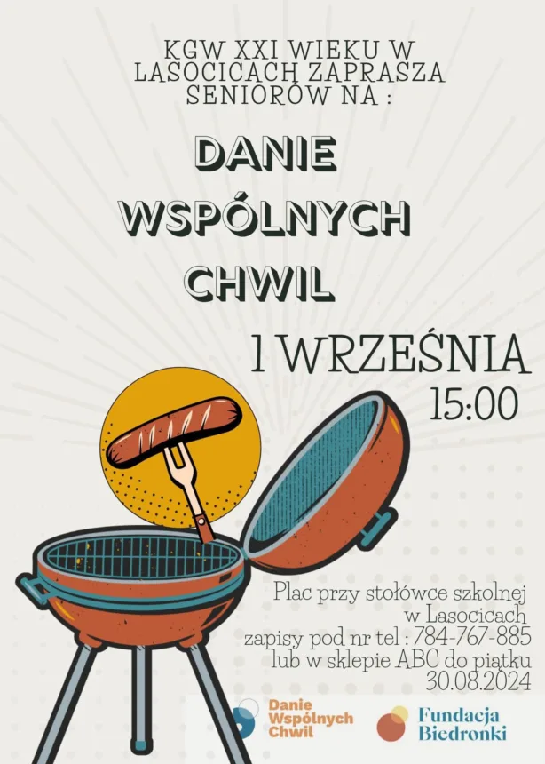 Plakat informujący o wydarzeniu - Danie Wspólnych Chwil w Lasocicach