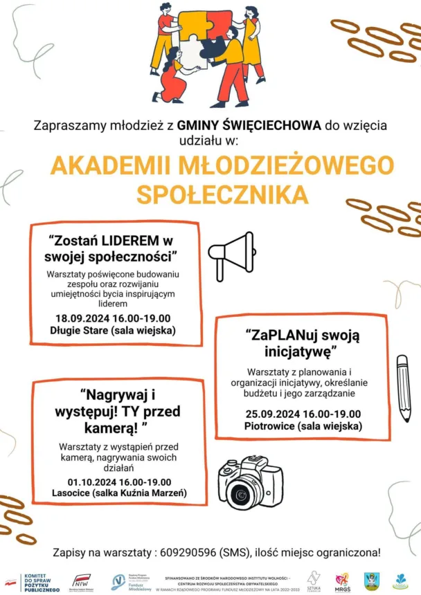 Plakat zawierający informację o Akademii Młodzieżowego Społecznika