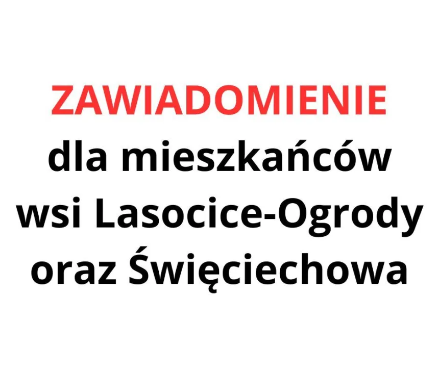 Baner z napisem zawiadomienie dla mieszkańców