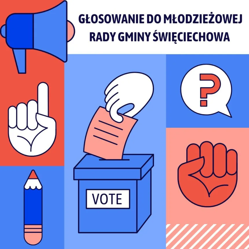Plakat promujący głosowanie do Młodzieżowej Rady Gminy Święciechowie!