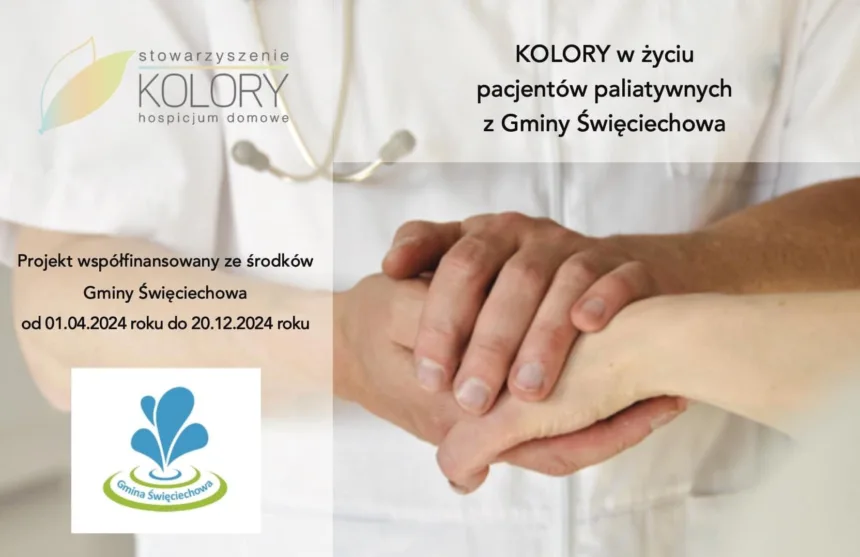 Plakat KOLORY w życiu pacjentów paliatywnych z gminy Święciechowa z logiem