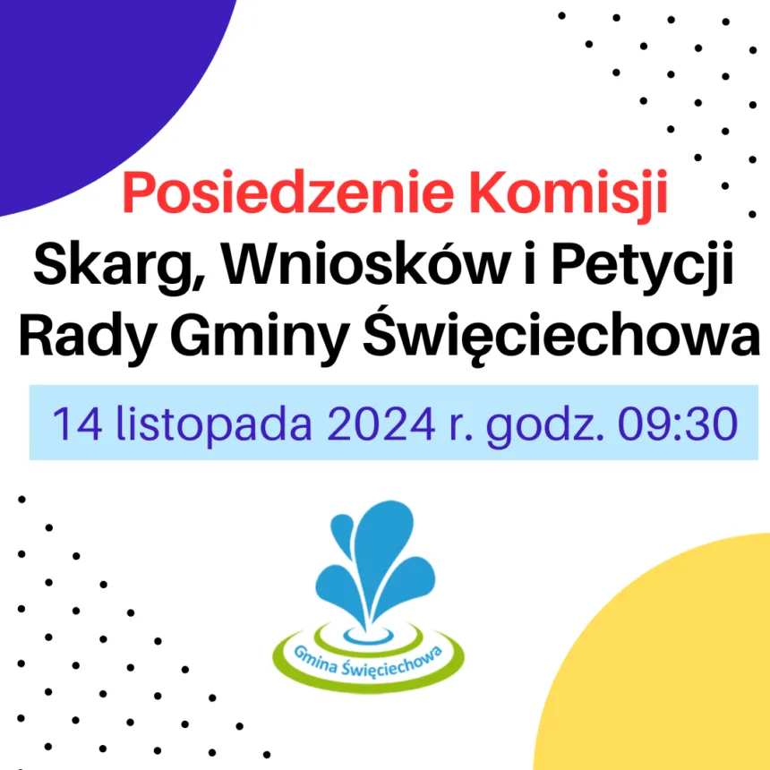 Baner informujący o posiedzeniu Komisji