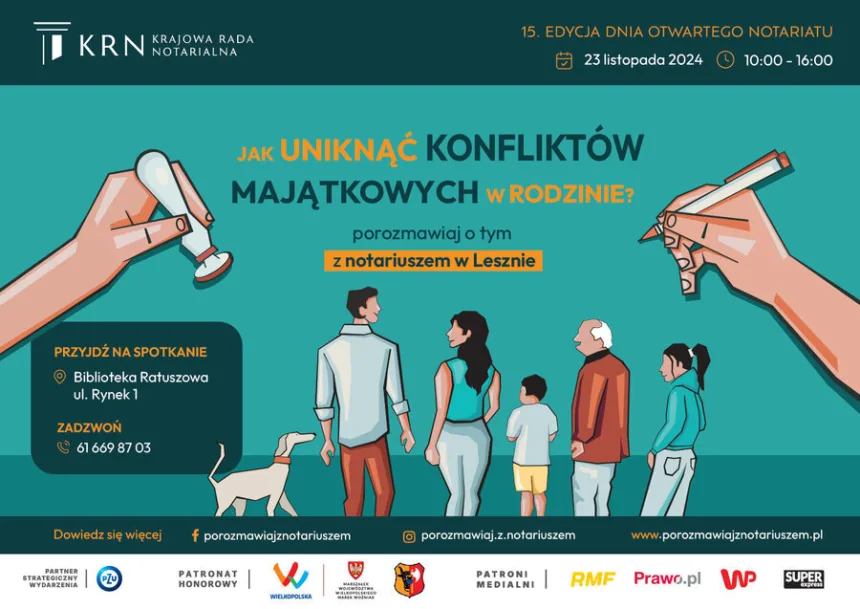 Baner informujący o dniach otwartych notariatu i bezpłatnych konsultacjach