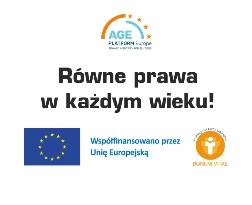 Baner z napisem RÓWNE PRAWA W KAŻDYM WIEKU