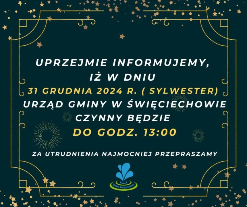 Baner informujący o zmianie godzin pracy