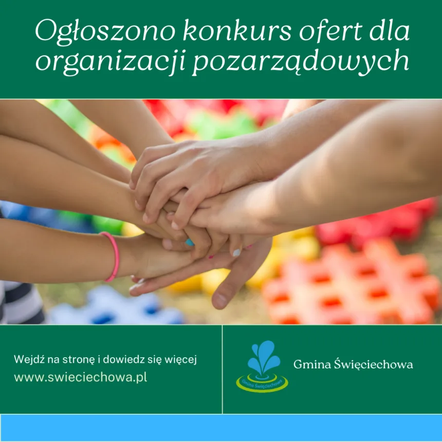 Baner informujący o otwartym konkursie ofert dla organizacji pozarządowych