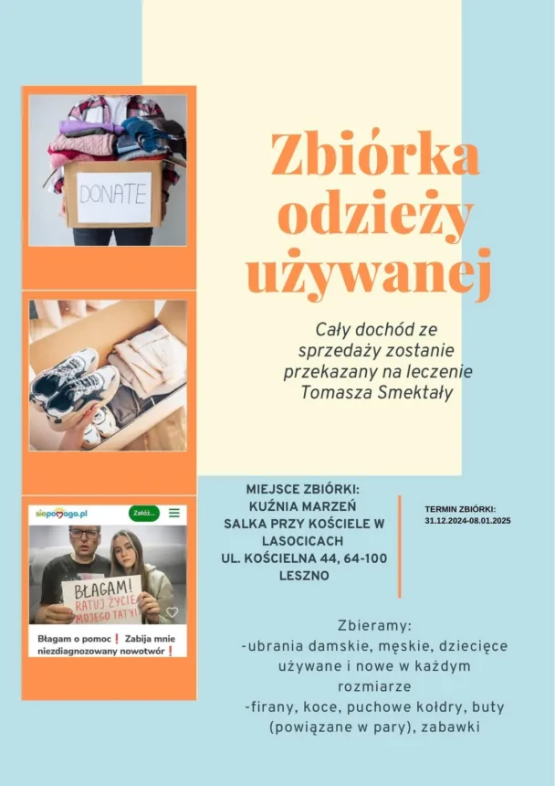 Plakat informujący o zbiórce