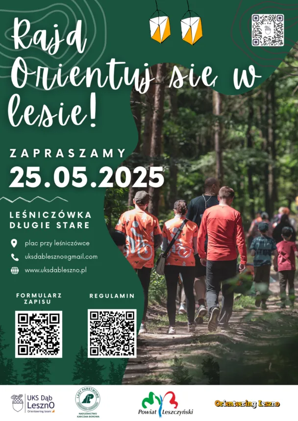 Plakat zapraszający na Rajd Orientuj sie w lesie - więcej informacji w tekście głównym