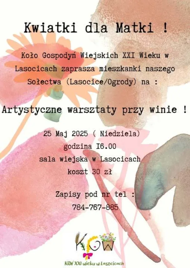 Plakat zapraszający na Artystyczne warsztaty przy winie - więcej informacji w tekście głównym