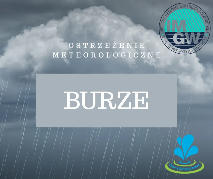 Grafika informująca o możliwości wystąpienia burzy