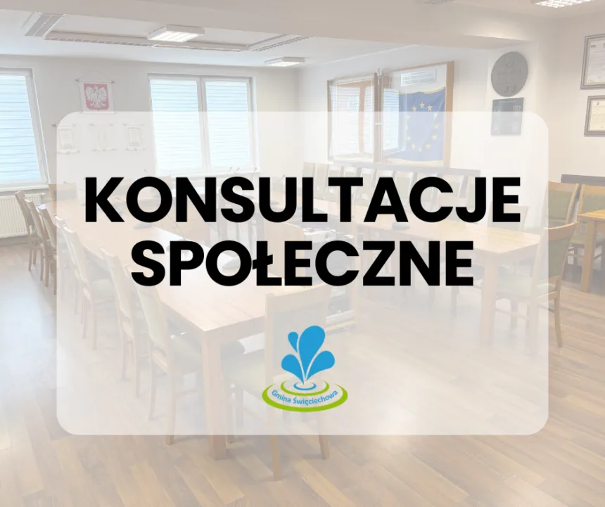 Grafika z napisem Konsultacje Społeczne