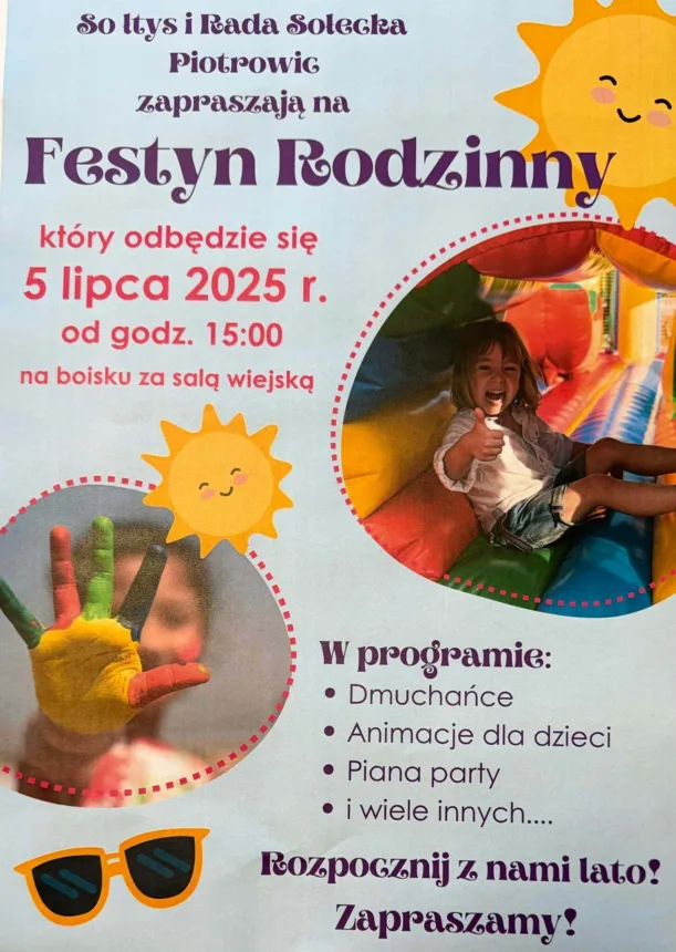 Plakat promujący Festyn Rodzinny w Piotrowicach Plakat promujący festyn rodzinny w Piotrowicach
