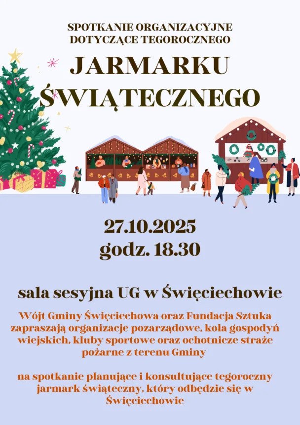 Błękitny Ilustracyjny Jarmark Świąteczny Plakat